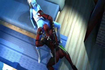 Deadpool и Copycat трахаются на кровати