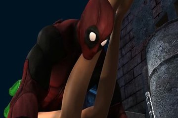 Deadpool трахает девчонку на улице ночью