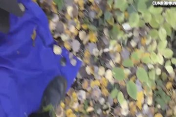 Зрелая брюнетка была выебана толпой бандитов в масках в лесу